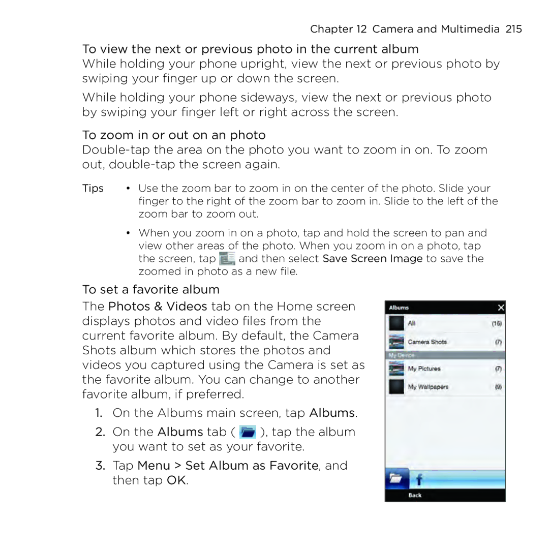 HTC NMRHOD00 user manual Camera and Multimedia  